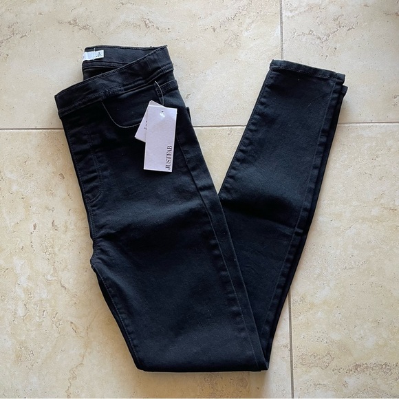 NWT Just Fab Women's Black Onyx High Rise Skinny Denim Jeggings Jeans Size Small - Picture 1 of 3